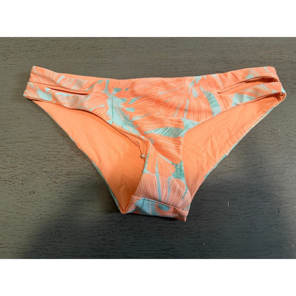 L Space Bikini Bottom Small Coral Mint Tropical Palm Leaf Cutout Swimwear